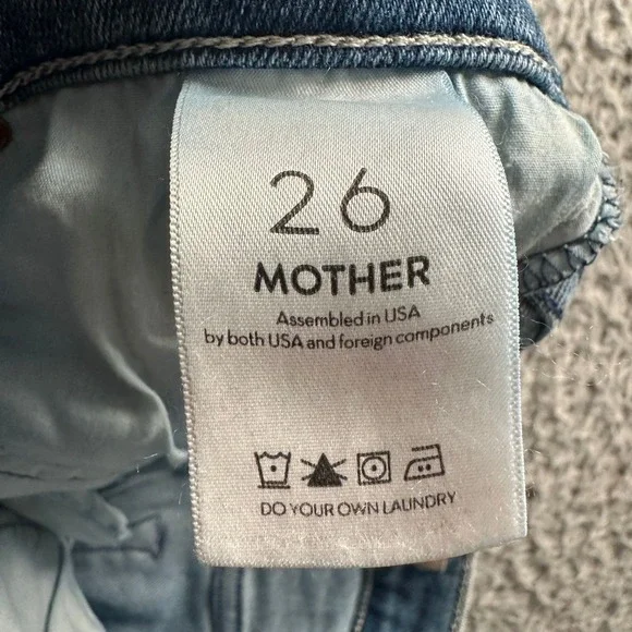 MOTHER Mid-Blue Frayed Hem Ankle Jeans - Picture 13 of 15